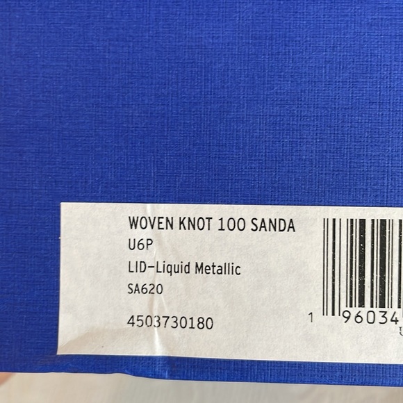 NWT Stuart Weitzman Gold Rosie Woven Block Heel Side Sandals size 8 - Picture 15 of 16